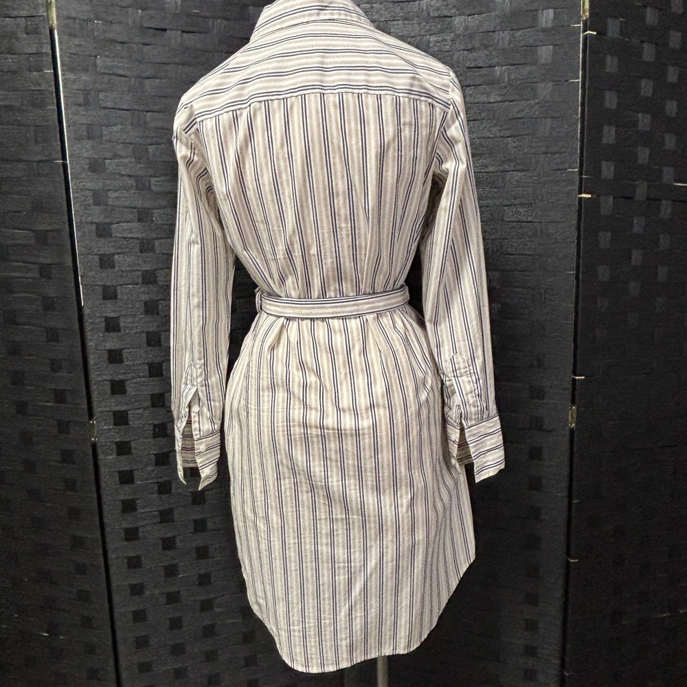 Calvin‎ Klein 4 Striped Button Down Shirt Dress Belted Knee Length - Picture 5 of 10